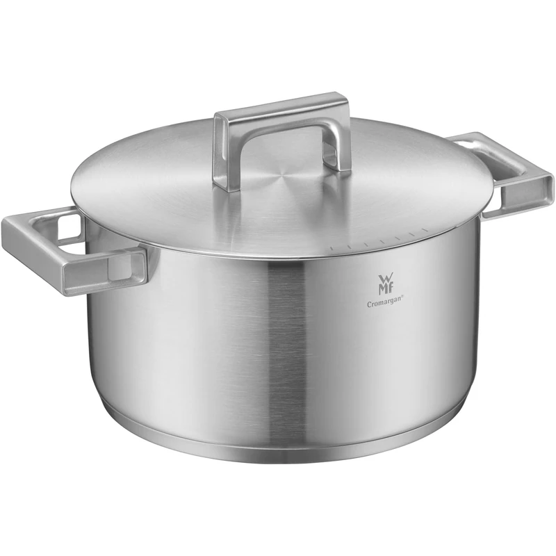 WMF Ultimate Cool Cooking Pot Large 24 cm, Stainless Steel Lid, Induction Casserole Pot 5.7 L, Matt Cromargan Stainless Steel, Heat-Reducing Handles, Induction Pot with Inner Scale, Dishwasher Safe