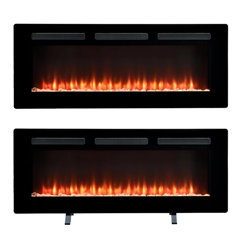 Dimplex Sierra Optiflame Media Wall Fireplace, 48"/ 121.9cm, Wall Mounted, Recess Fit, Free Standing Electric Fire, 7 Colour Themes, Choice of Fuel Beds, Cool Touch Glass, 1.6kW Electric Heater