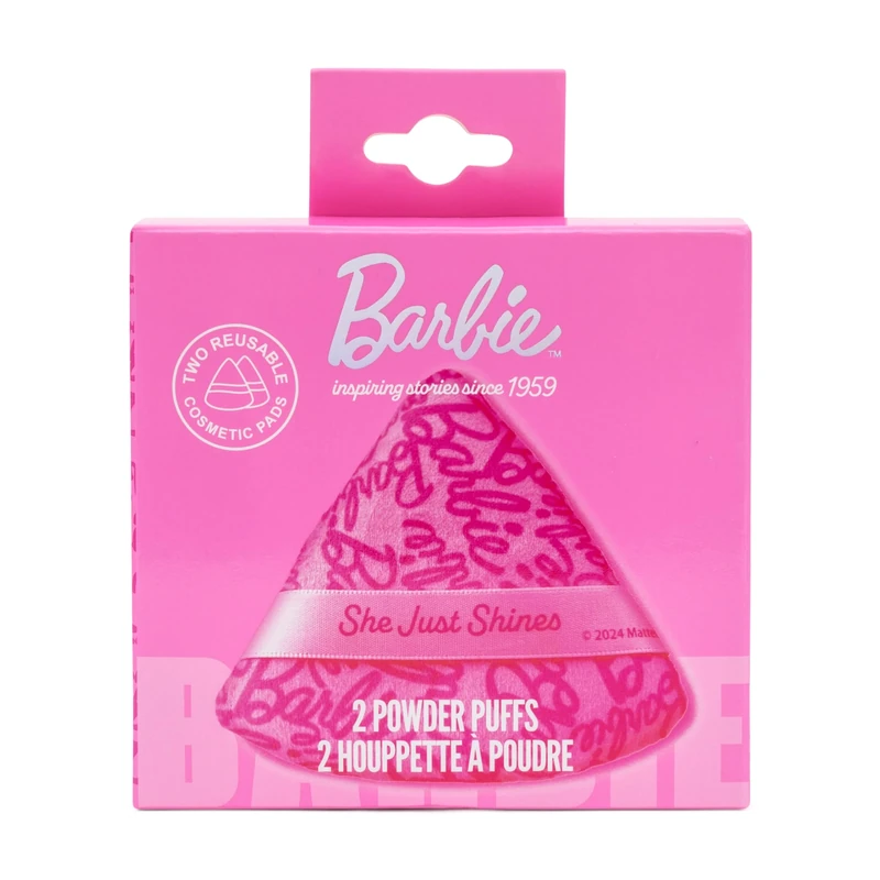 Barbie Make-Up Powder Puff Duo - 2 Pack - Reusable - Triangle Puff - Make-Up Applicator/Tool