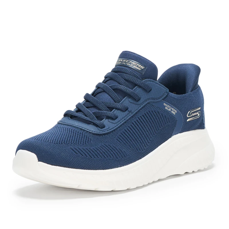 Skechers Women's Hands Free Slip-ins Bobs Squad Chaos-Current Muse Trainers, Navy, 10 UK
