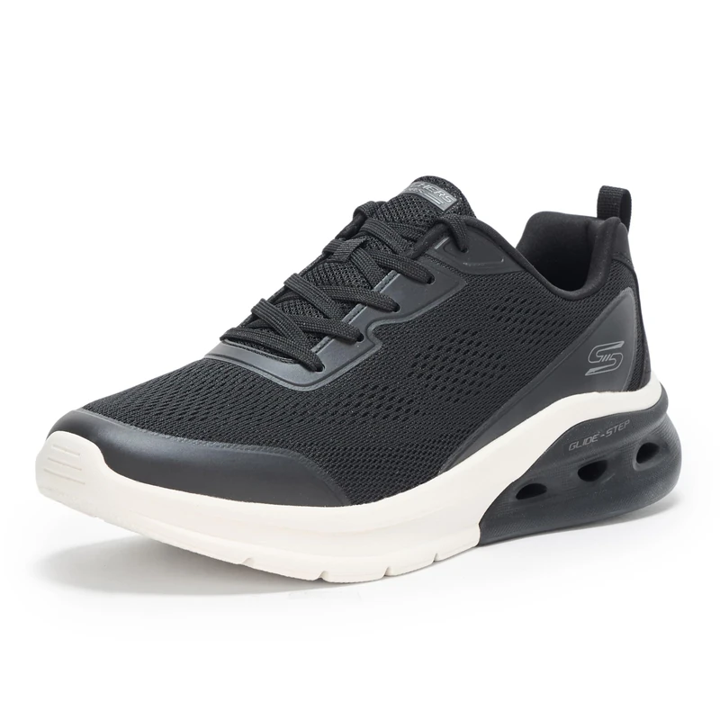 Skechers Women's Glide Step Arc Waves 2.0-Now in Trainers, Black White, 6.5 UK
