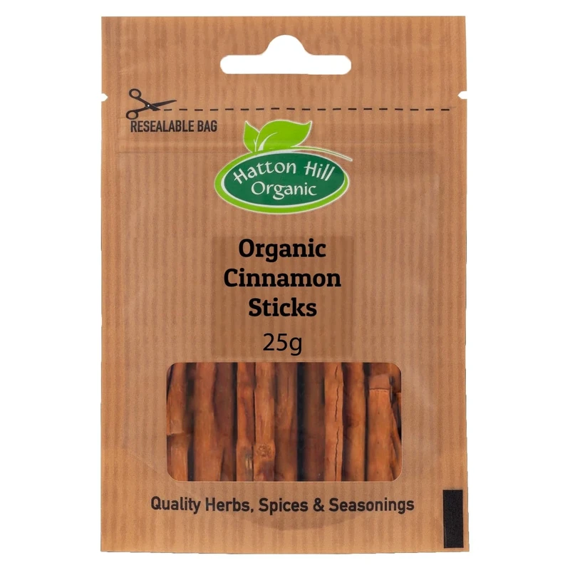 Organic Ceylon Cinnamon Sticks 25g by Hatton Hill Organic | Delicate Sweet Flavour, Perfect for Baking, Teas & Savoury Dishes, 100% Natural