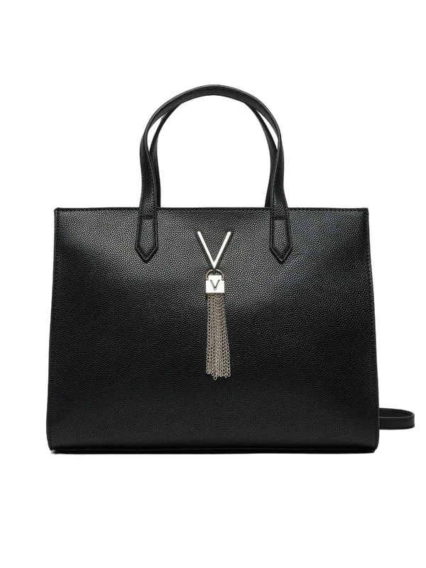 Valentino Womens Divina Shopping Bag, NERO/GOLD, Shopping Bag