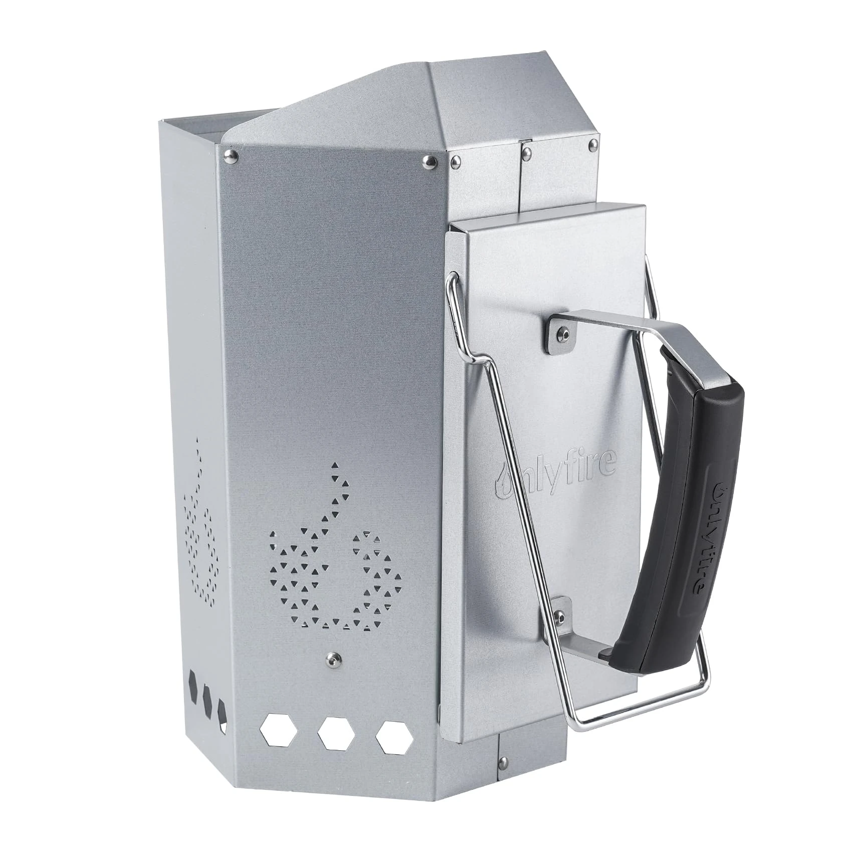 onlyfire Charcoal Chimney Starter, Barbecue Chimney Starter with Heat-Insulated Safety and Metal Handles, Quick Fire Lighter for Barbecues and Charcoal Grill