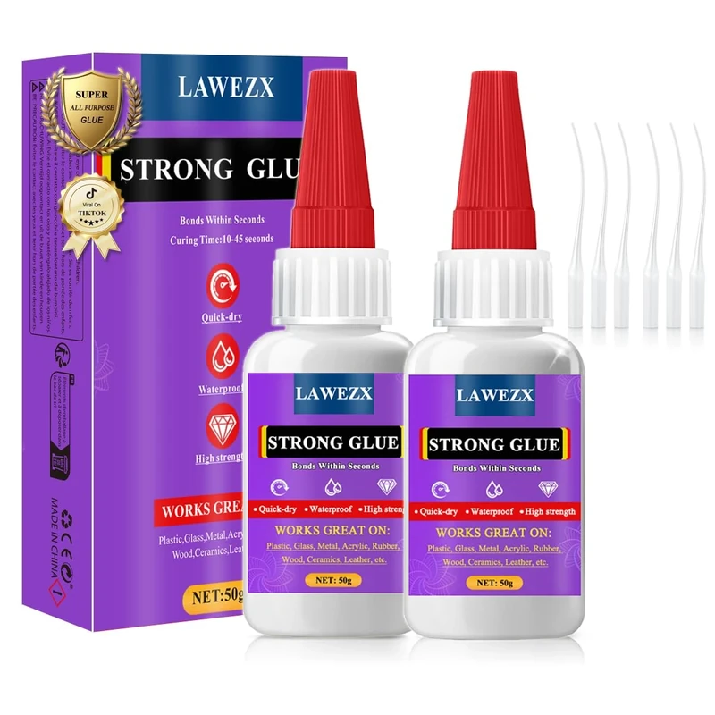 Super Glue All Purpose 100g - Instant Strong Waterproof Adhesive | Fast Drying | Heat Resistant for Plastic, Rubber, Metal, Glass, Leather, Ceramics, Wood, DIY Craft and More