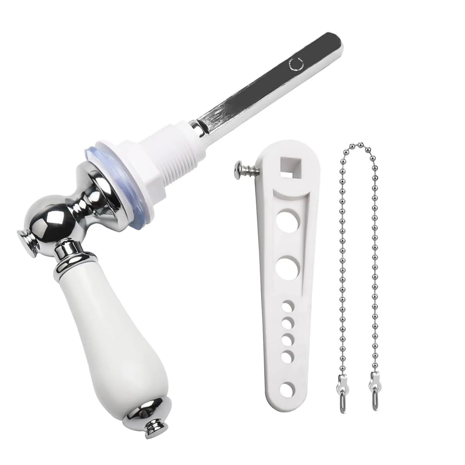 Wenrecu Ceramic Toilet Flush Handle, Replacement Universal Fit Cistern Chrome Plated Replacement Handle Cistern Lever for Toilet Cistern Tank Lever(Golden) (Argent)