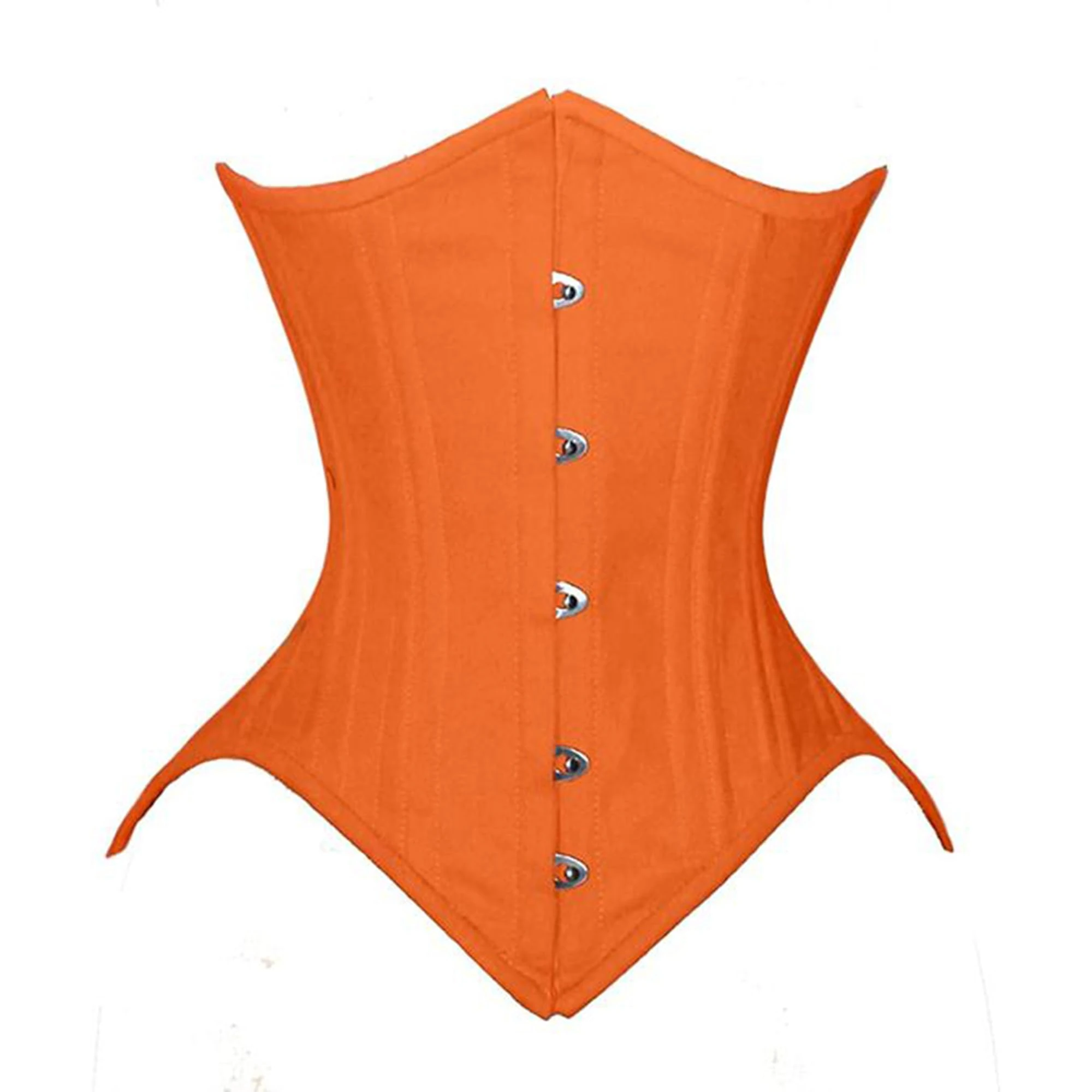 CorsetsNmore Women’s Orange Satin Steampunk Long Underbust Bustier Corset
