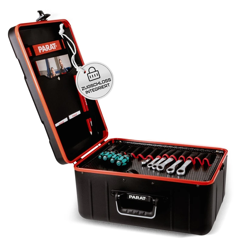 Parat PARACTIVE 35 S 81000151 Tool Box with Pull Lock, 1 Key, Size XL, Plastic & Aluminium, Black and Red