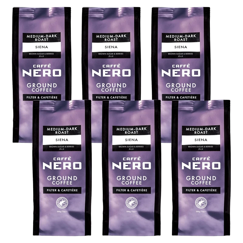Caffè Nero Ground Coffee (6 x 200g, Siena Filter)