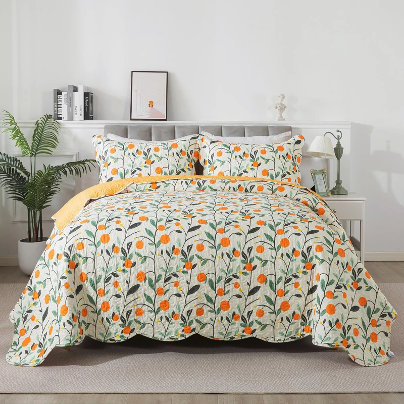 HoneiLife Floral Quilt Sets - Botanical Bedspreads 3-Piece, Wildflower Coverlet for Queen Beds, Lightweight Bed Cover, All Season Use
