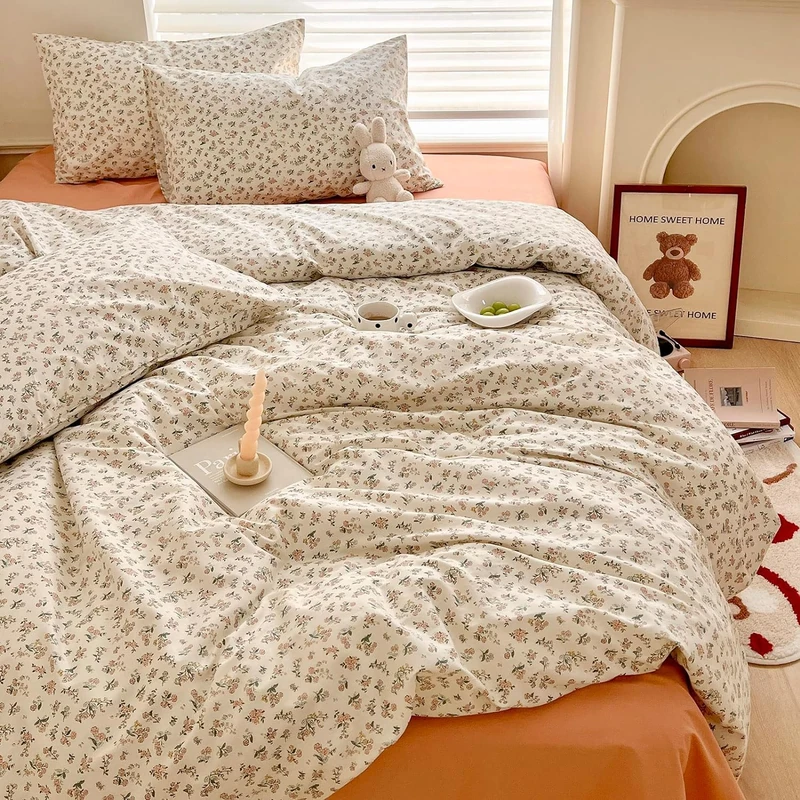Vintage Garden Floral Comforter Set - Full Size Fluffy Soft Microfiber Pink Floral Printed Bedding with 2 Pillowcases - All Season Comforter