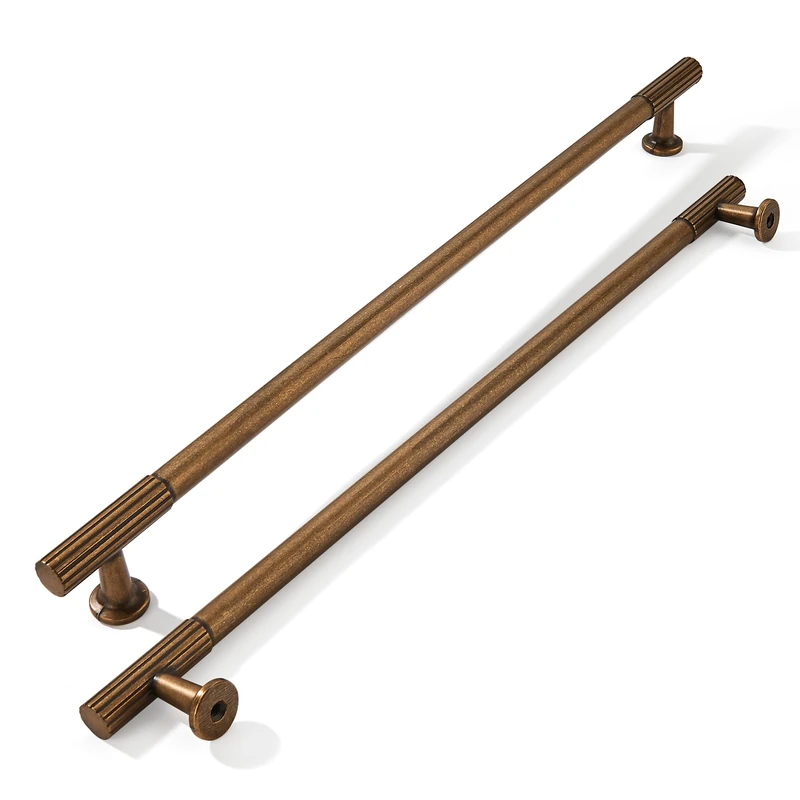 khtumeware 12 Inch Hole Center 5 Pack Antique Brass Heavy Duty Solid Vintage Brass Cabinet Pulls, Kitchen Drawer Handles, for Dresser cabinets, cabinets, Door cabinets, Hardware