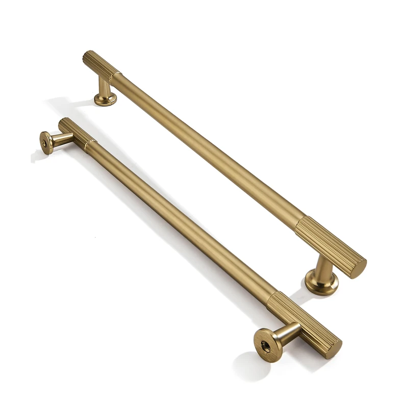 khtumeware 8 Inch Hole Center 10 Pack Brushed Brass Heavy Duty Solid Warm Brass Cabinet Pulls, Kitchen Drawer Handles, for Dresser cabinets, cabinets