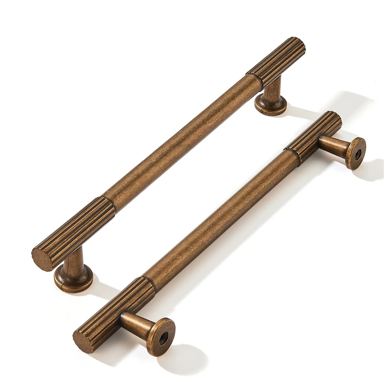 khtumeware 6 Inch Hole Center 10 Pack Antique Brass Heavy Duty Solid Vintage Brass Cabinet Pulls, Kitchen Drawer Handles, for Dresser cabinets, cabinets, Door cabinets, Hardware