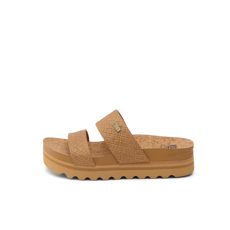 REEF Women's Cushion Vista Hi Platform Sandal, Tan Wicker, 6.5 UK