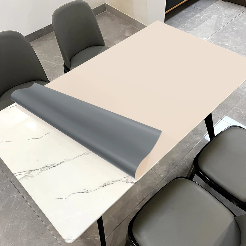 Zinkooat Faux Leather Table Cover,1.8mm Thick,36x60 Inch Table Protector,Table Protector for Dining Room Table,Dining Table Cover，Dining Table Cover Protector(Beige+Light Gray,36x60)