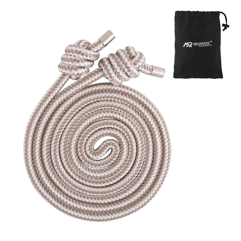 Megaraise Flow Rope Weighted Fitness Jump Rope For Women & Men Working Out, Heavy Ropes for Adults Exercise Training Home Gym & Outdoors Flow Rope Beginner (Gold White Braid, 12MM)