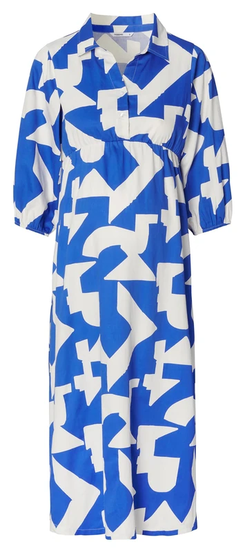 Noppies Maternity Women's Pilar Nursing Dress 3/4 Sleeve, Graphic Blue Print-N332, S - Image 1