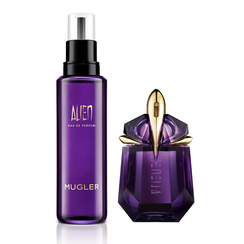 Bundle of MUGLER Alien Eau de Parfum, Refillable, Floral Woody Women's Fragrance, 30ml + MUGLER Alien Eau de Parfum, Floral Woody Women's Fragrance, 100ml Refill Bottle
