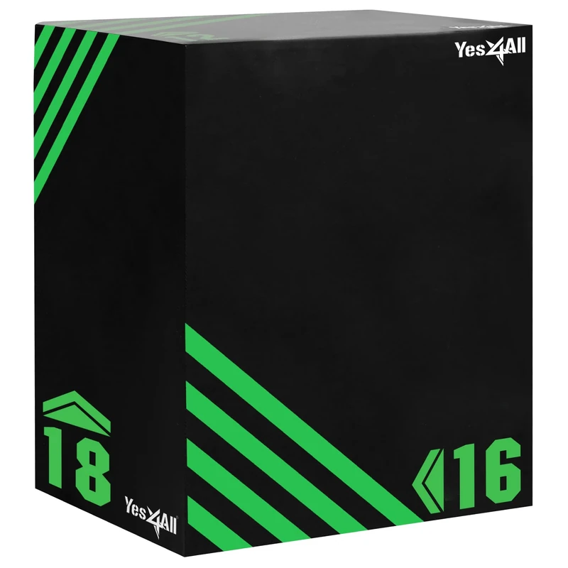 Yes4All GERU Unisex Soft Plyo Box, 30.5 x 40.6 x 45.7 cm - 1.5 KG, Plyometric Box Platform Jump Training Conditioning Plyo Jump Box, Green/Black