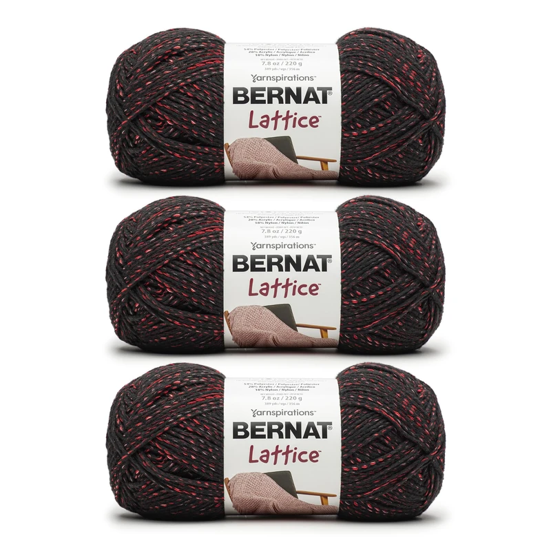 Bernat Lattice - 3 Pack of 389 Yards/7.8 oz Radiant Red 54% Polyester 28% Acrylic 18% Nylon Yarn