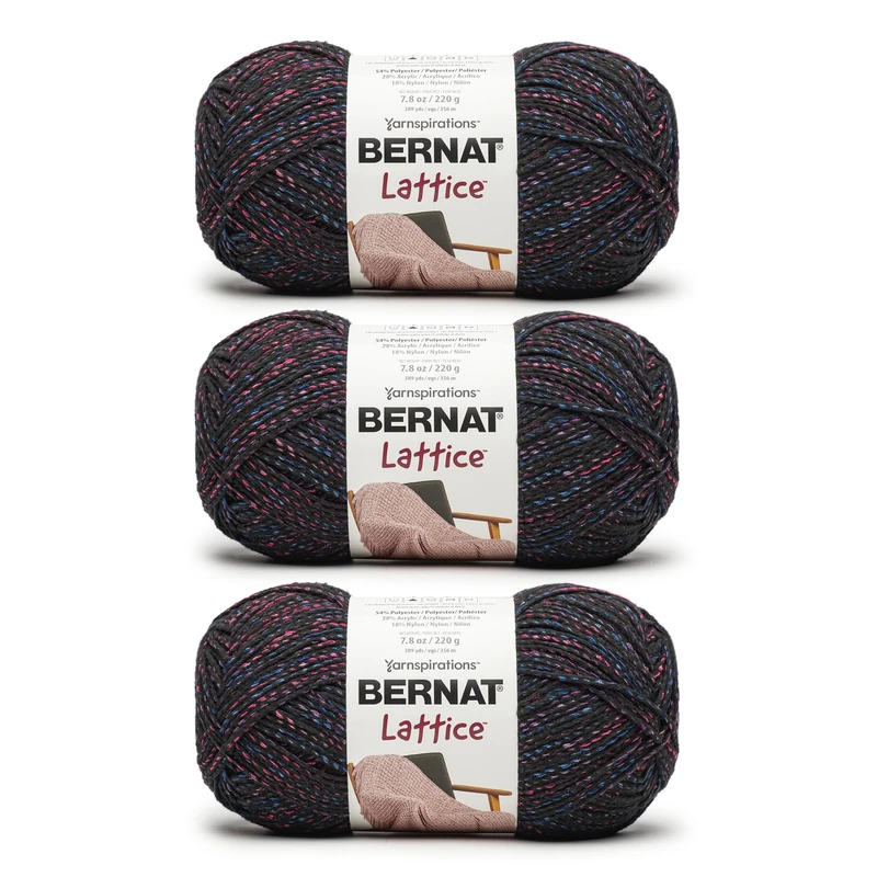 Bernat Lattice - 3 Pack of 389 Yards/7.8 oz Blacklight 54% Polyester 28% Acrylic 18% Nylon Yarn - Image 1
