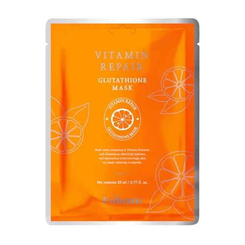 Eshumi 10 Mask sheet (23ml each) Vitamin Repair and Glutathione effectively Hydrates and Rejuvenates, Advanced Korean Skincare - Multipack