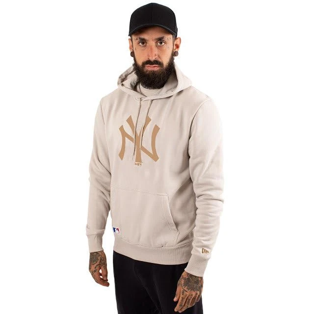 New Era Nos MLB Regular Hoody Neyyan Stnwht Men's Sweatshirt Beige - Image 1