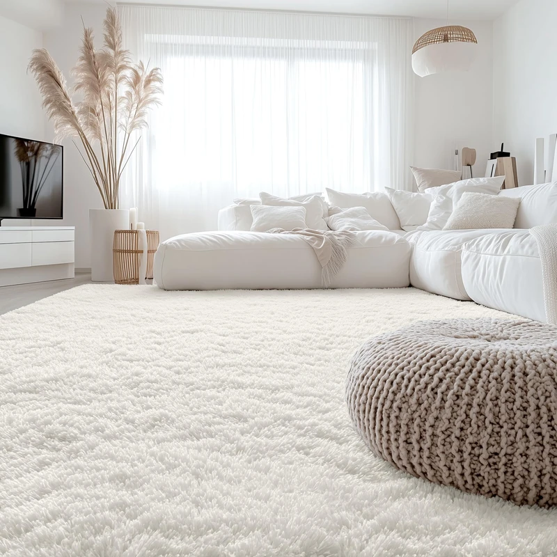 OLANLY 8x10 Machine Washable Large Area Rugs for Living Room, Bedroom, Soft Fluffy Shaggy Bedside Rug, Indoor Floor Carpet for Kids Girls and Boys, Dorms, Nursery, Home Decor Aesthetic, Ivory - Image 1