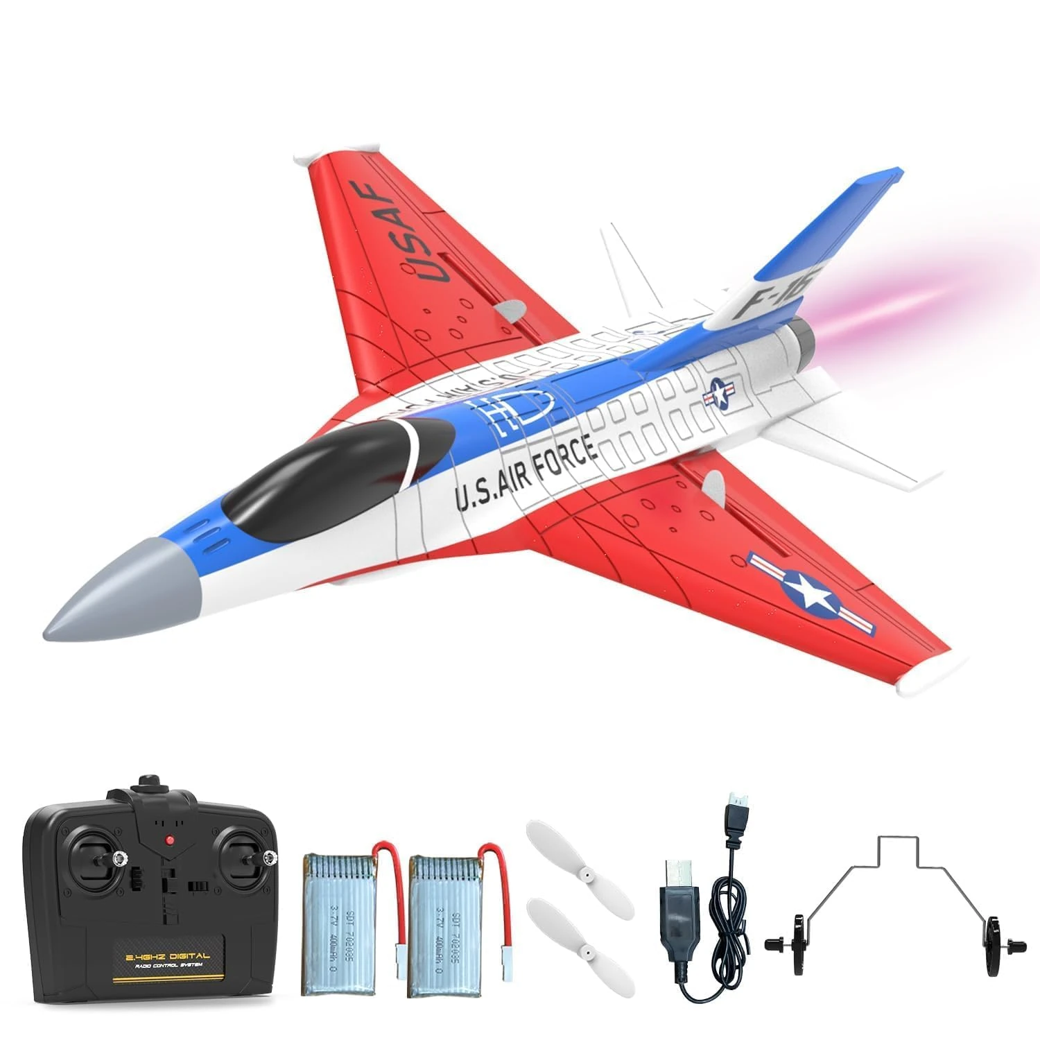 VOLANTEXRC RC Plane RC Jet F-16 Fighting Falcon 2.4GHz Remote Control 2 Channel RC Airplane Fighter Ready to Fly with Cool Lights, Remote Control Planes for Beginners and Adults (762-4)