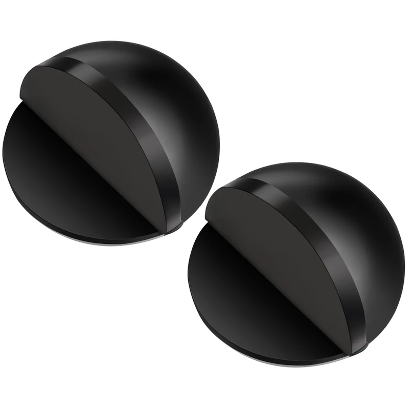 Hotop Self-Adhesive Floor Door Stoppers Oval Stainless Steel Door Stop Mounted Half Moon Wall Protector with Glues for Hard Floor Glass(Black,2 Pcs)