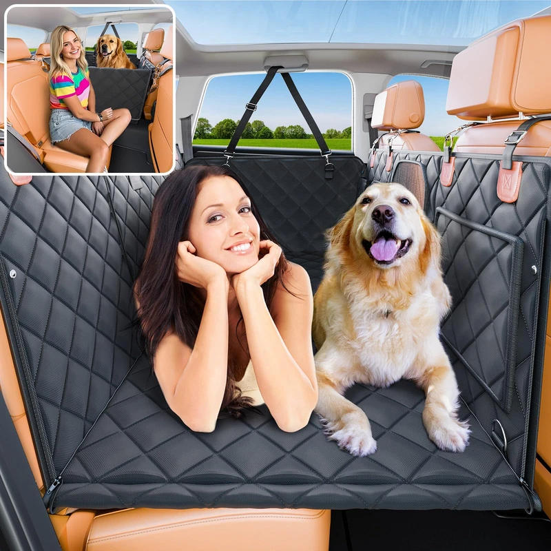 ITNAST Transforming Back Seat Extender for Dogs, 400lbs Hard Bottom Dog Car Seat Cover for Back Seat, Waterproof Dog Hammock Bed Backseat Cover for Dogs in Car SUV Truck Nonslip Pet Seat Cover Black M