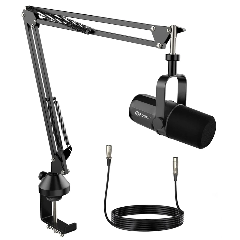 FDUCE SL40X XLR Dynamic Microphone kit for Vocal Recording, Podcasting, Gaming, Live Streaming&Broadcasting, All Metal Cardioid Mic, Voice-Isolating Technology -Black