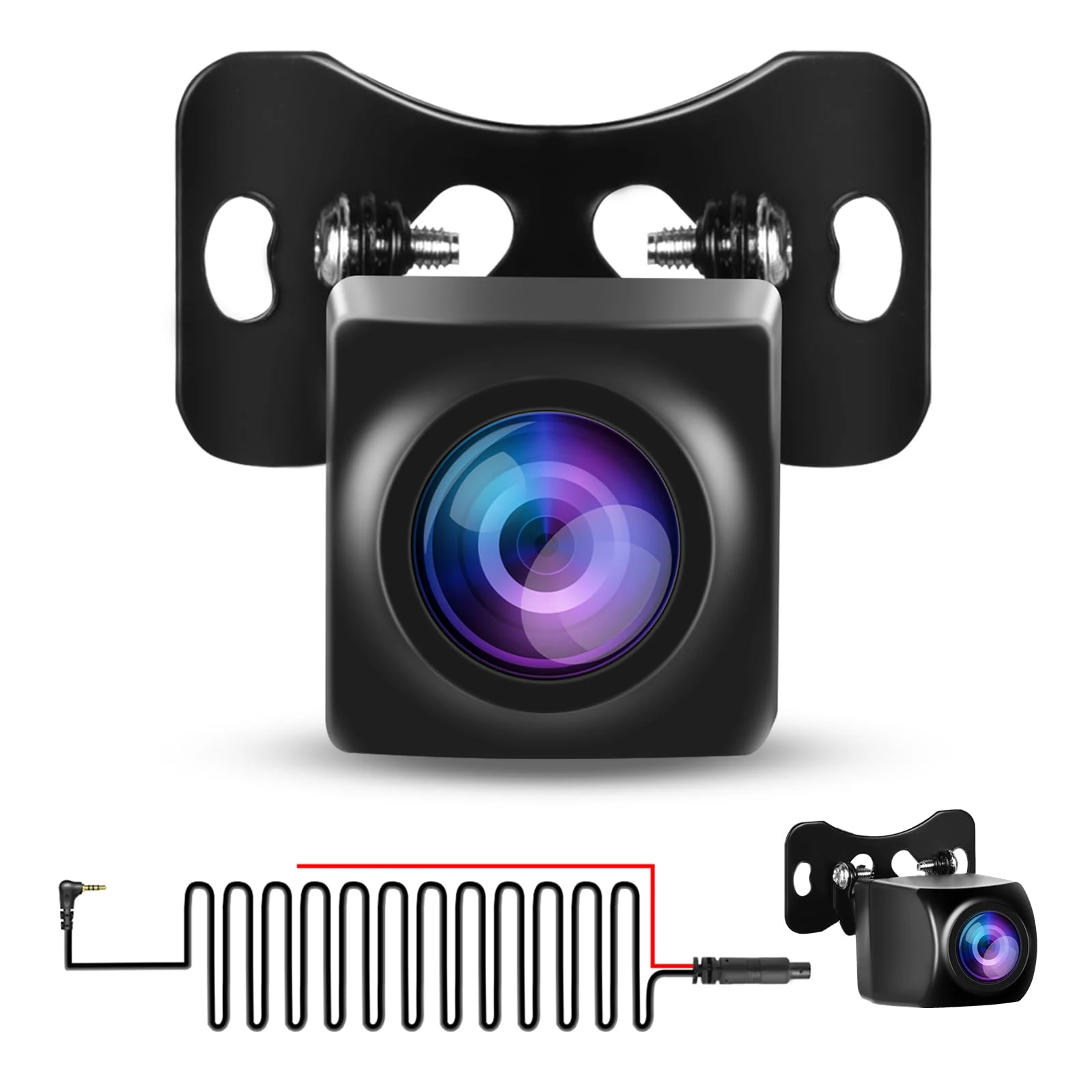 Hikity 4-Pin Rear View Backup Camera Kit for Portable CarPlay Android Auto Screen with 15M Extension Cord Available for Cars Trucks