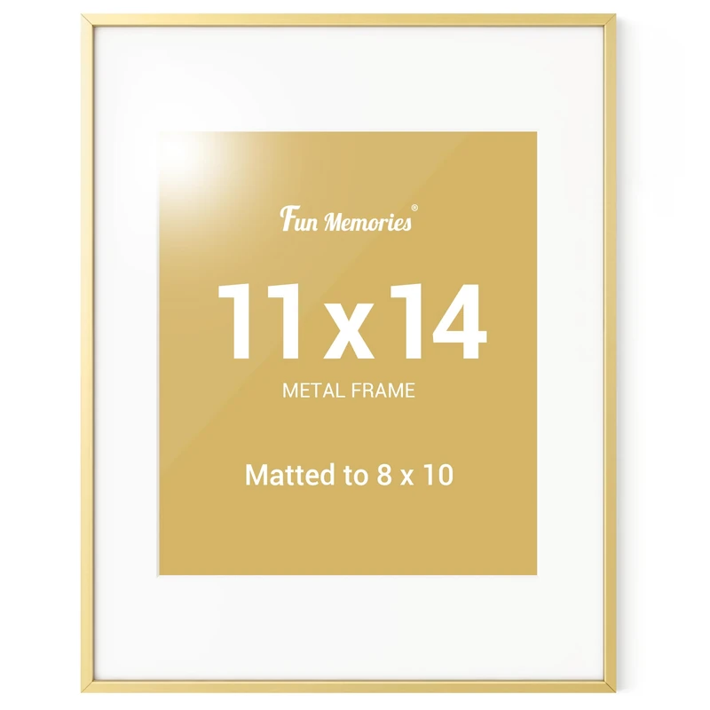 Fun Memories 22x28 Gold Picture Frame,22x28 Aluminum Poster Frames with 18x24 Removable Mat,Wall Hanging Frame,18x24 Photo Display-Vertical and Horizontal Display, Set of 1
