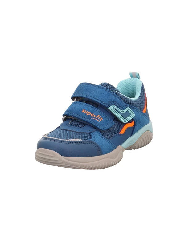 Superfit Boy's Storm Sneaker, Blue Orange 8020, 8.5 UK Child