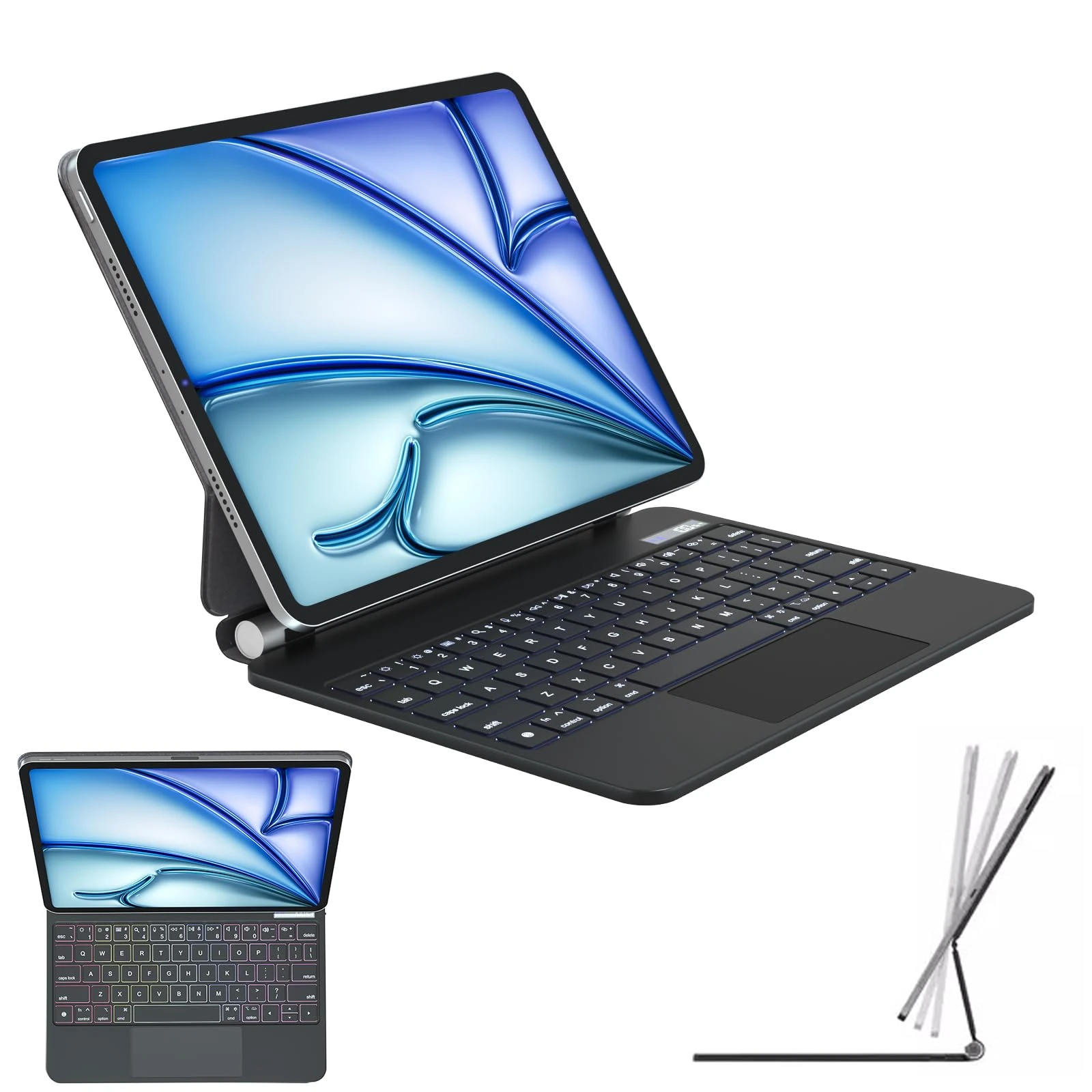 TECHGEAR Keyboard Case for Apple iPad Air 11" (M3 2025/M2 2024, Air 5th/4th Gen, Magnetic Floating Stand, Precision Multi-Touch Trackpad, 7 Color Backlight, QWERTY for iPad Pro 11" (4th/3rd/2nd/1st)