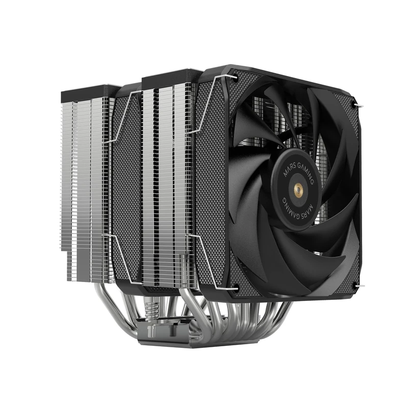 Mars Gaming MCPU-XU9, Dual Tower CPU Cooler, 400W TDP, 2 Hybrid Blade Fans with Hyper-Balanced Copper FDB Bearing, 9 Heatpipes with ULTRA BPH Technology, Universal Multisocket, Black