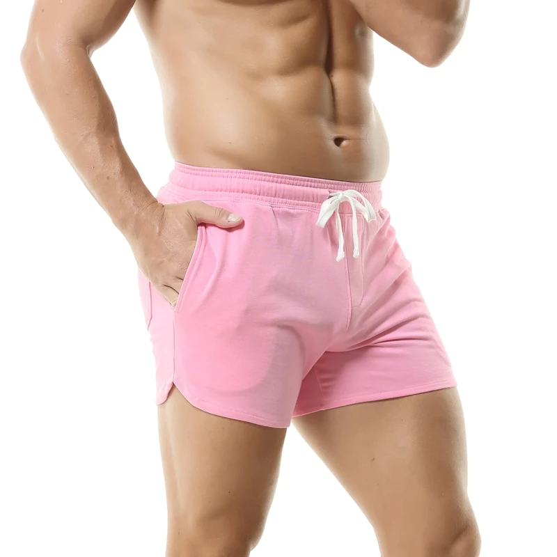 Drelaar Men's Casual Drawstring Elastic Waist Comfort Breathable Sport Gym Shorts Medium Pink