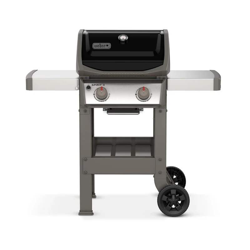 Weber Spirit II E-210 Gas Barbecue / 2 Burners, Gourmet BBQ System Grates, Powerful GS4 Grilling System, 51 x 46 cm Cooking Surface, Integrated Side Tables and Tool Hooks, Black/Silver
