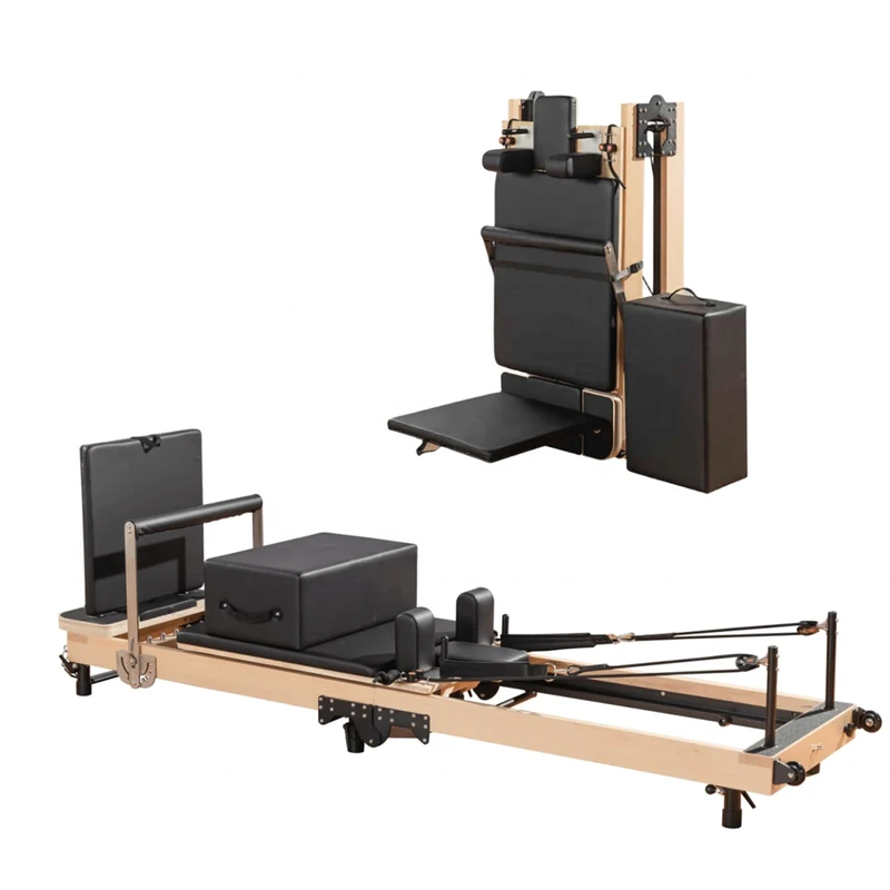 FUIPOT Pilates Reformer, Foldable Reformer Pilates Machine & Equipment for Home Use and Gym Workout Machine Pilates Exercise Equipment Personal Cardio Fitness Apparatus Up to 300 LBS,Spring tube