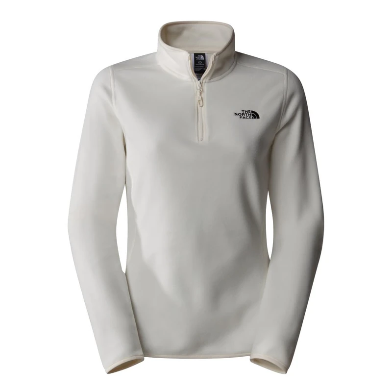 The North Face Women's 100 Glacier 1/4 Zip Sweatshirt, White Dune/Npf, XS