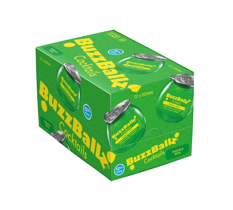 BuzzBallz Tequila Rita, Ready to Drink Margarita, 13.5% ABV, 12x200ml, Pre Mixed Cocktail Made from Vodka, Lime & Agave, Tart, Sweet, Zesty, and Vibrant Notes, with Natural Flavours, Gift Idea