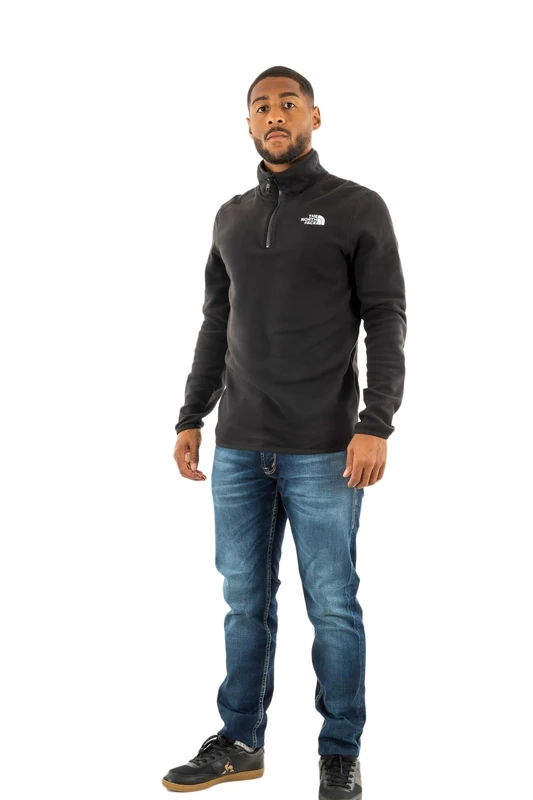 The North Face Men's 100 Glacier 1/4 Zip Sweatshirt, Tnf Black/Npf, L