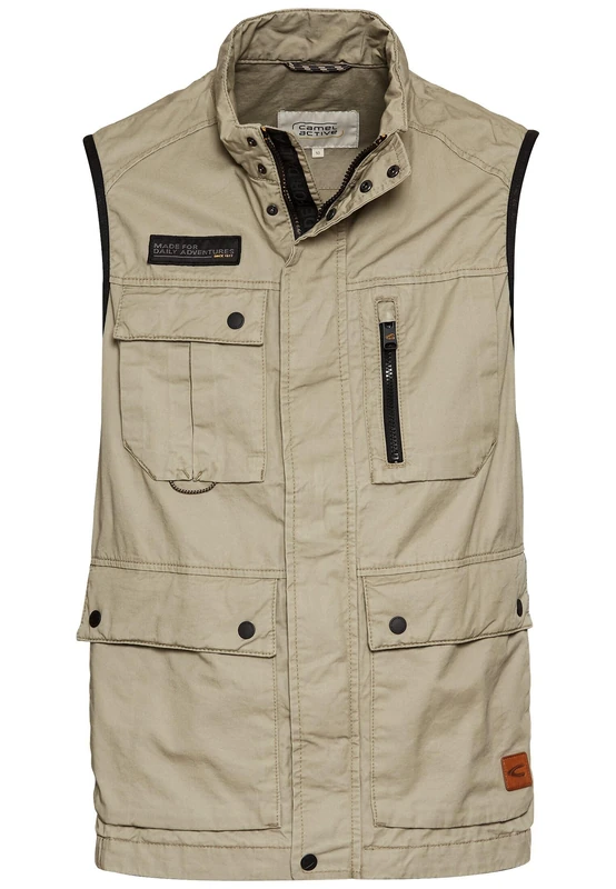camel active Men's Outdoor Vest with Stand-Up Collar, beige, 48