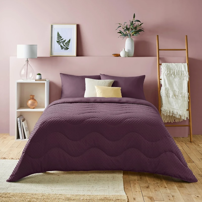 Night Lark Coverless Duvet Single 4.5 Tog - Tufted Dots Collection. Mulberry Bliss, Supersoft Quilt & Pillowcase Set. Machine Washable, Hypoallergenic, Quick Drying All in One Reversible Comforter