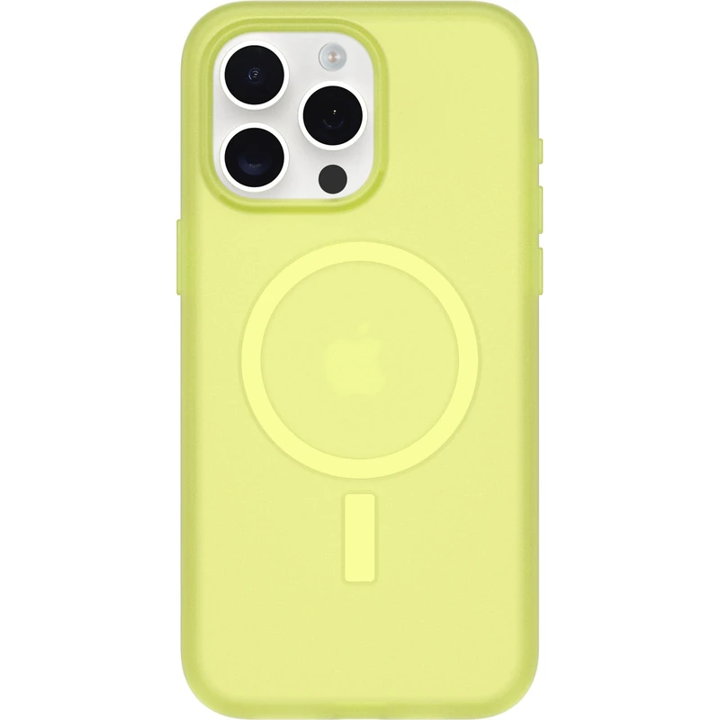 OtterBox Symmetry Series Soft Touch for MagSafe for iPhone 15 Pro Max - Lemon Pucker (Green), Sleek Rubber Design, Smooth Finish, Camera Bumpers, and Protective Screen Lip