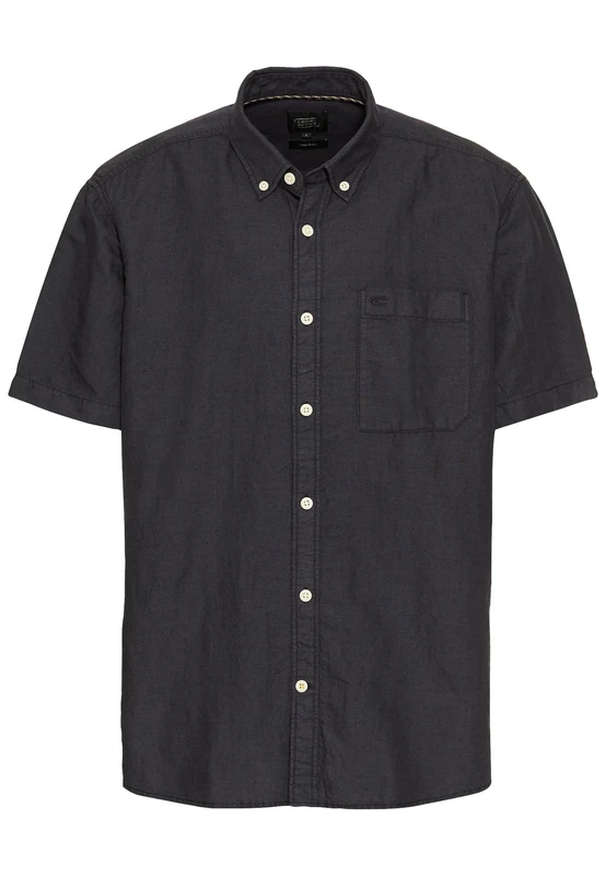 camel active Men's Herren Kurzarmhemd aus Einem Baumwoll-leinenmix Dunkelblau, Menswear-3xl T-Shirt, darkblue, 3XL