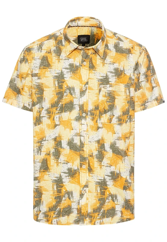 camel active Men's Herren Kurzarmhemd mit Strukturmuster Gelb, Menswear-3xl T-Shirt, Yellow, 3XL