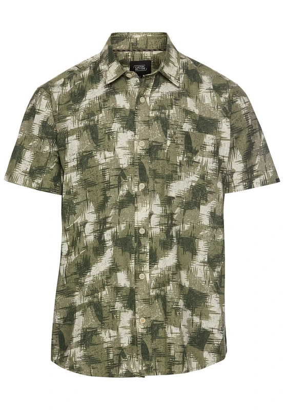 camel active Men's Herren Kurzarmhemd mit Strukturmuster Grün, Menswear-4xl T-Shirt, Green, 4XL